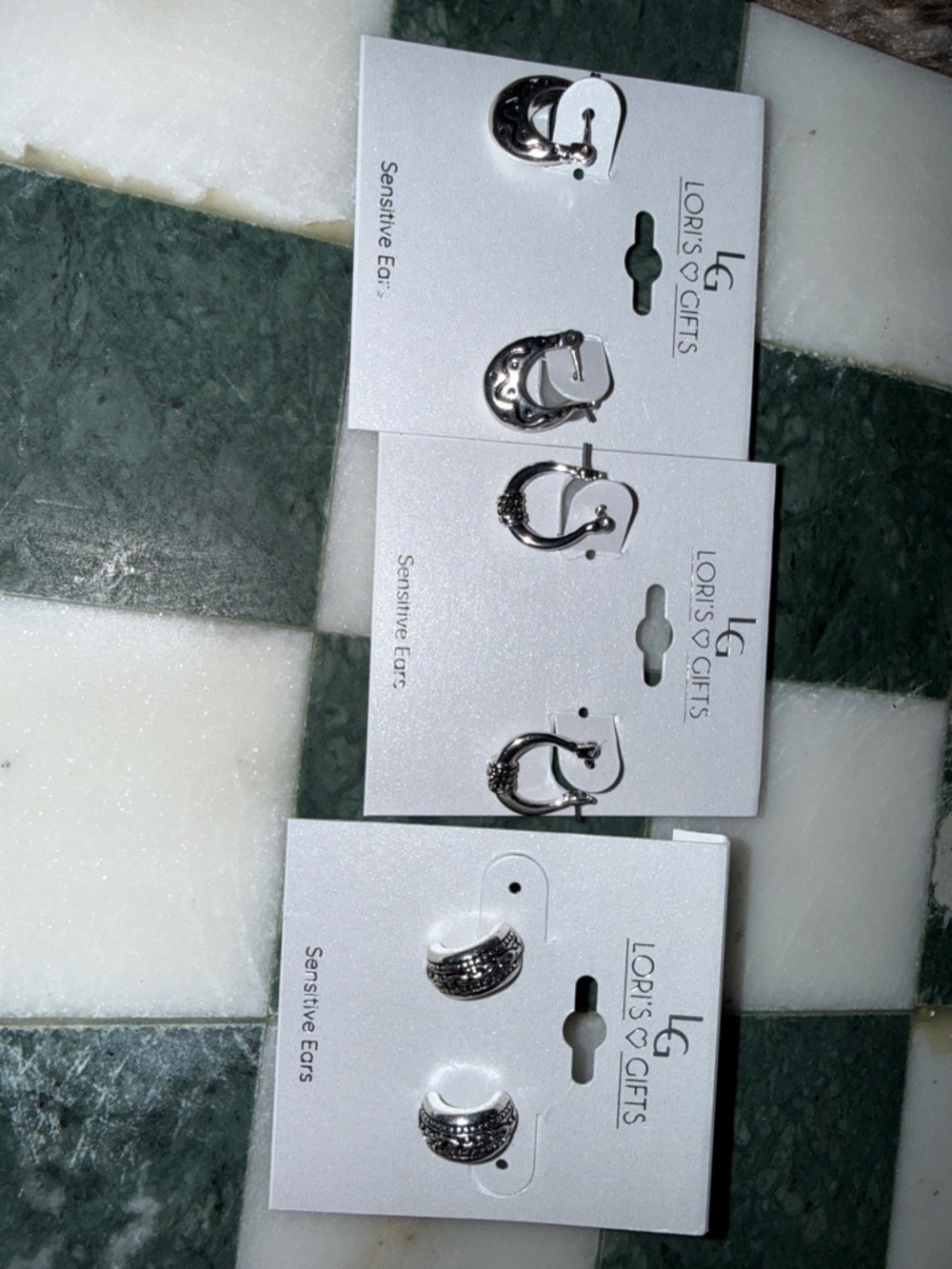 LG Silver-Tone Patterned Hoop Earrings